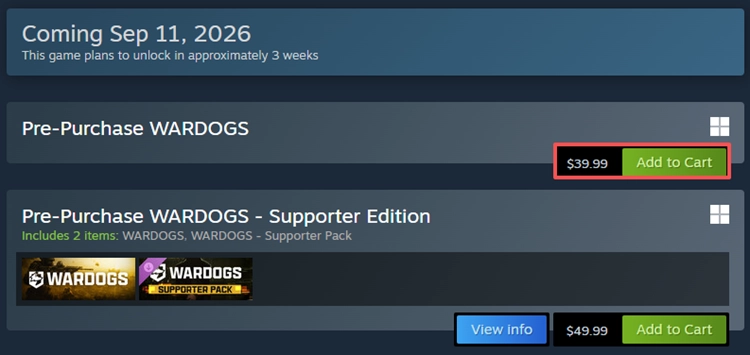 Pre-order WARDOGS on Steam for guaranteed Closed Beta access