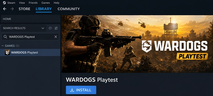 Install WARDOGS Playtest from the Steam Library