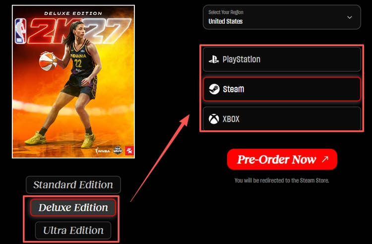 NBA 2K27 Deluxe Edition pre-order on Steam