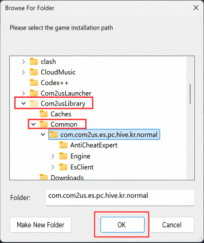 Return to the translation tool and open the Common folder inside Com2usLibrary.