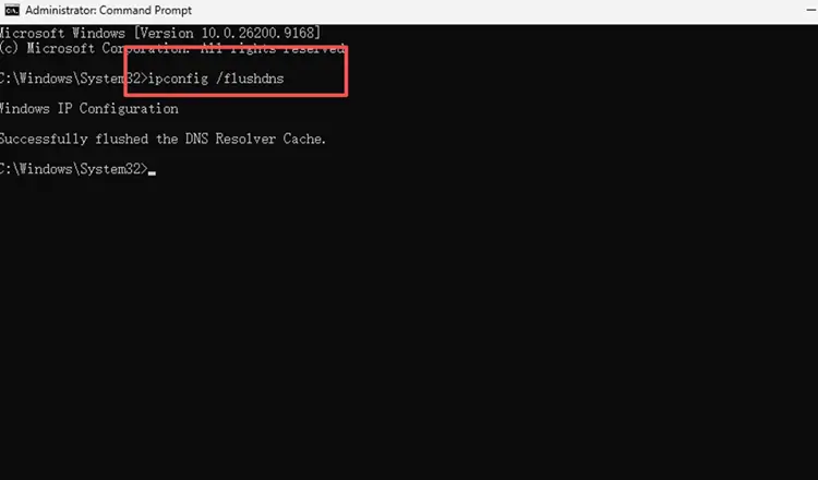 Flush DNS in Command Prompt