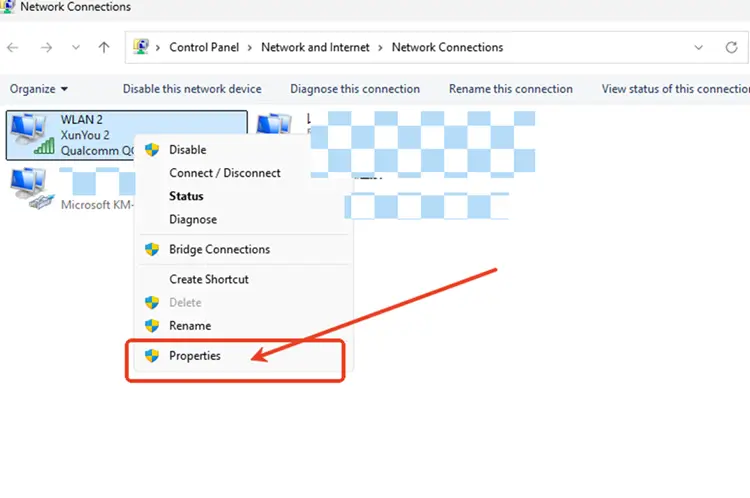 Open IPv4 properties for the active network