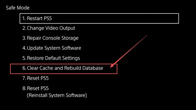 Clear the system software cache on PS5