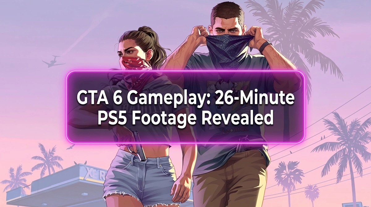 GTA 6 gameplay footage showing Jason and Lucia in Vice City on PS5