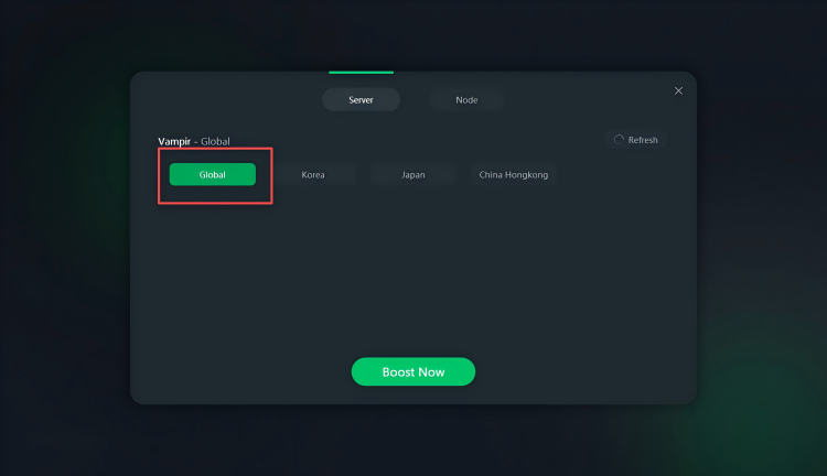 select a Global node in LagZapper
