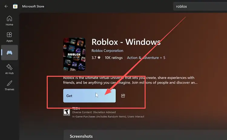 Search for Roblox - Windows in Microsoft Store