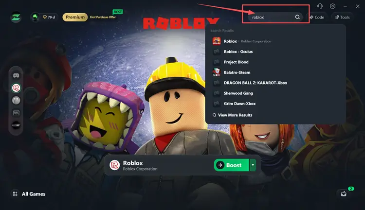 Search for Roblox in LagZapper