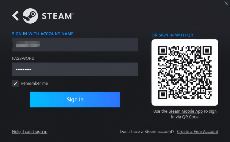 Log In to Steam