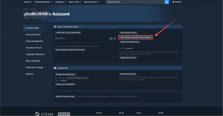 Click View licenses and product key activations