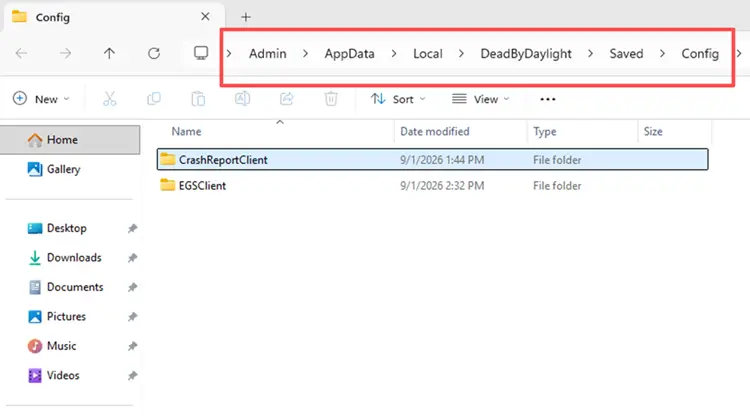 Open the Dead by Daylight config folder