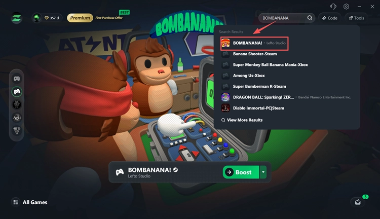 Найдите BOMBANANA в LagZapper