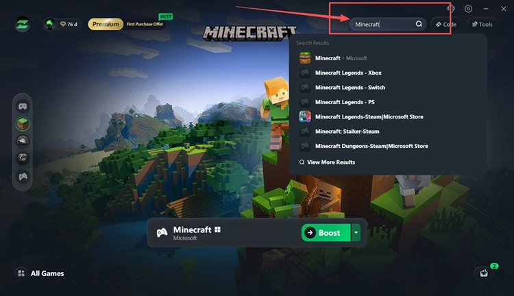 Найдите Minecraft в LagZapper