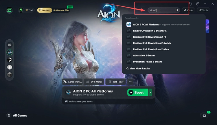 Search for AION 2 in LagZapper
