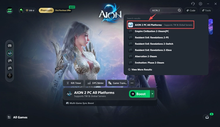 Search for AION 2 in LagZapper