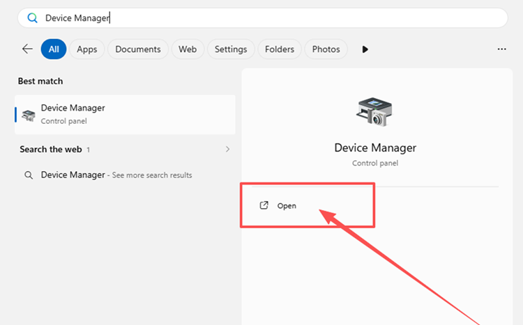 Open the device manager