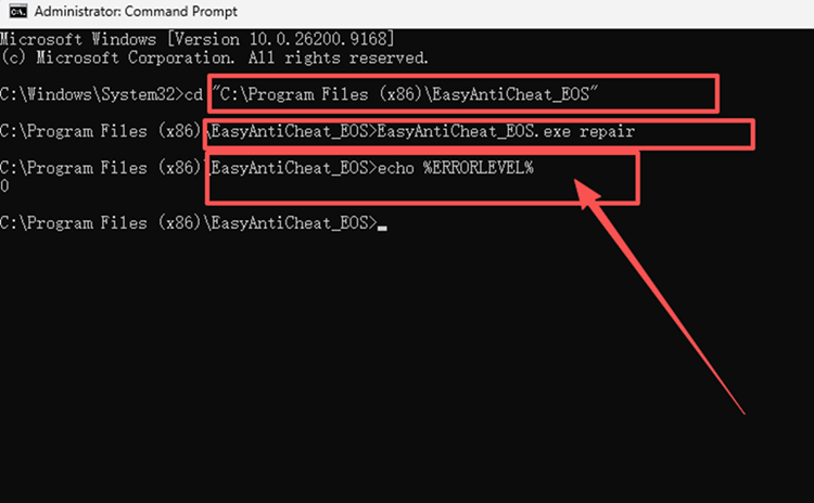 Repair Easy Anti-Cheat through Command Prompt