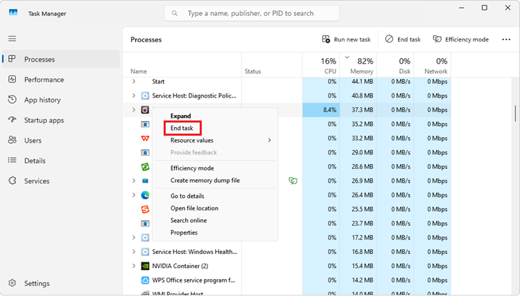 Close FFXIV and launcher processes in Task Manager