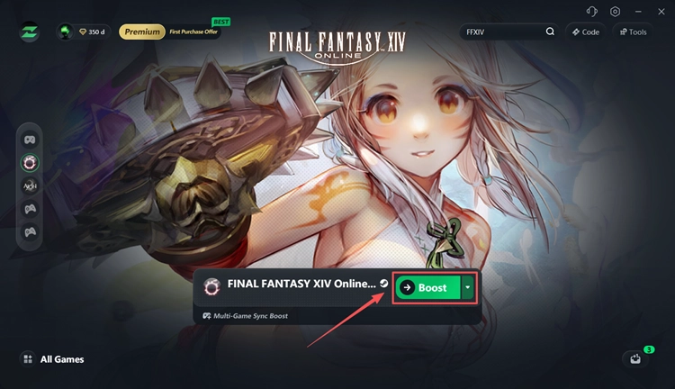 Select an FFXIV server region and boost with LagZapper