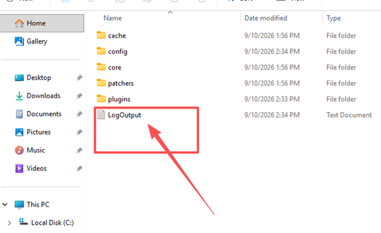BepInEx LogOutput log in the r2modman profile folder