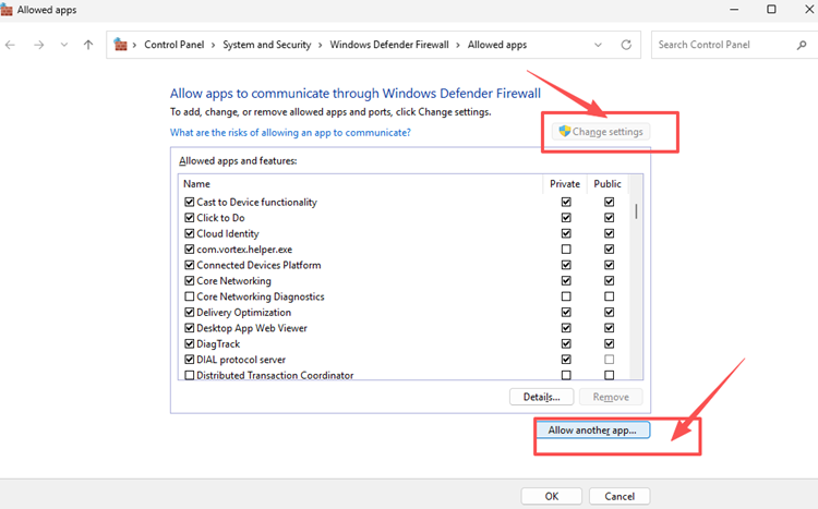 Add WARDOGS and Steam to the Windows Firewall allowed apps list
