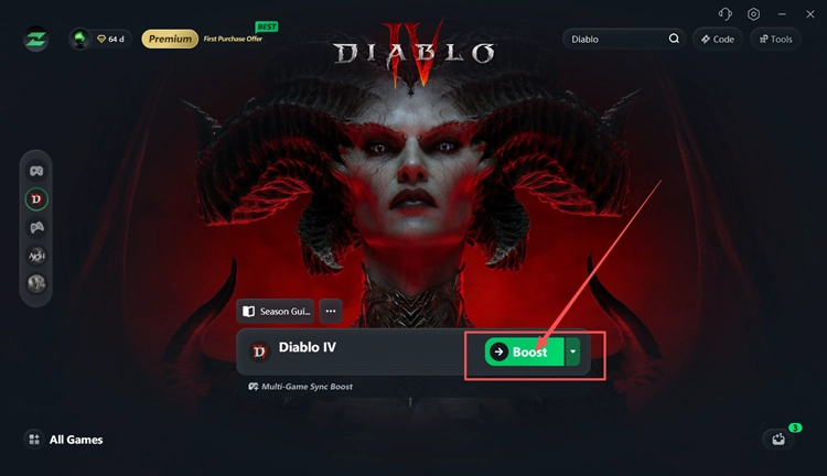 Выбор рекомендуемого узла и ускорение Diablo 4 с помощью LagZapper