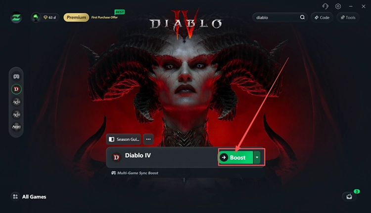 Accélération de Diablo IV avec LagZapper
