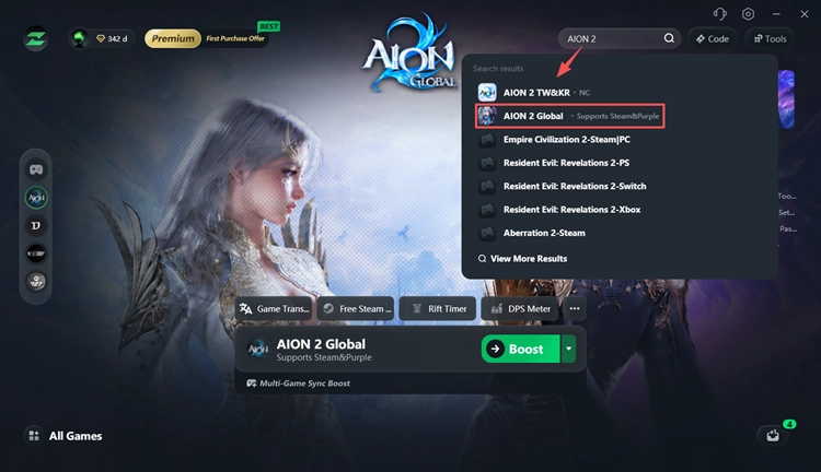 Search for AION 2 in LagZapper