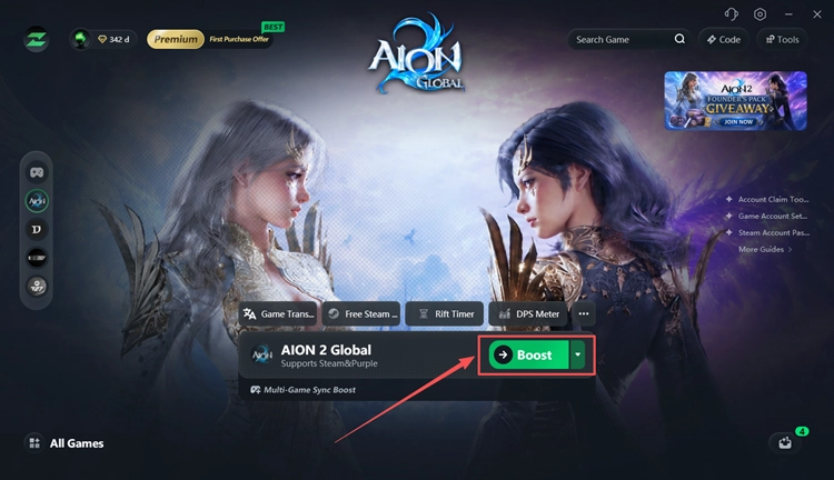 Sélectionnez une région de serveur AION 2 et optimisez votre compte avec LagZapper.