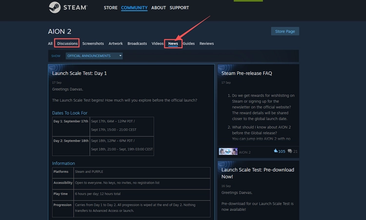 Offizielle AION 2 Steam-News