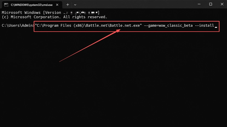 WoW Forever Beta'yı yüklemek için Komut İstemi komutu