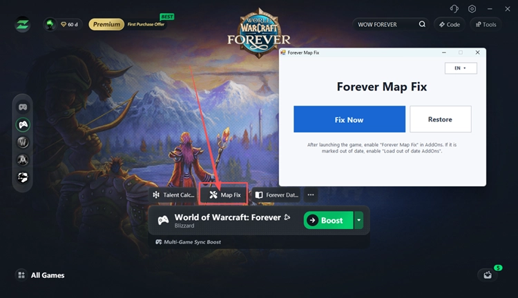 Use the WoW Forever Map Fix tool in LagZapper