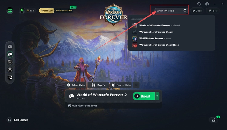 Найдите World of Warcraft Forever в LagZapper