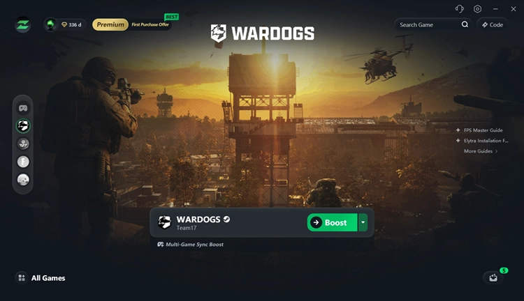 WARDOGS-Spiel-Boost-Bildschirm in LagZapper