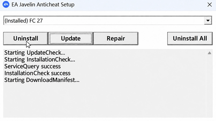 EA Javelin Anti-Cheat für FC 27 neu installieren