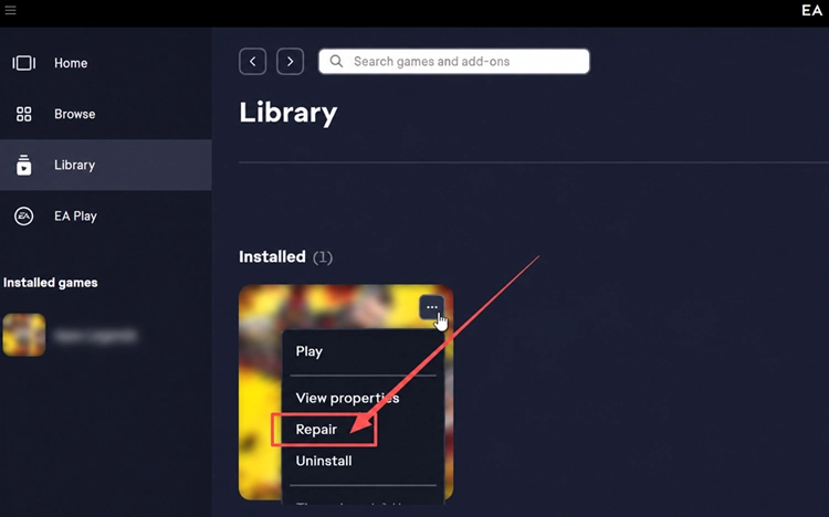 FC-27-Spieldateien in der EA app reparieren