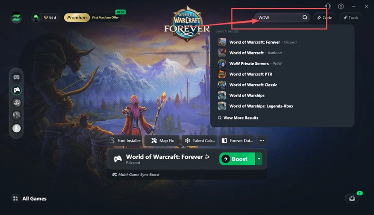 World of Warcraft Forever in LagZapper auswählen
