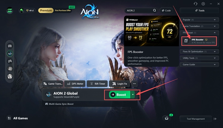 FPS Booster öffnen und FPS Master ausführen