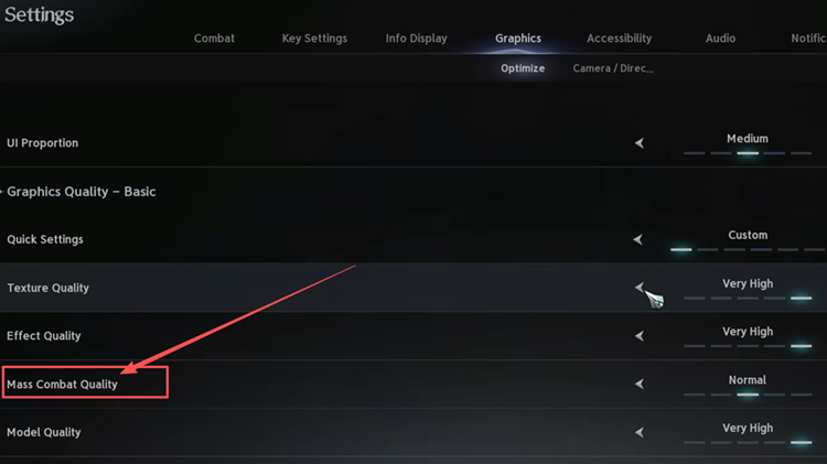 Mass Combat Quality und Spielereffekte in AION 2 reduzieren