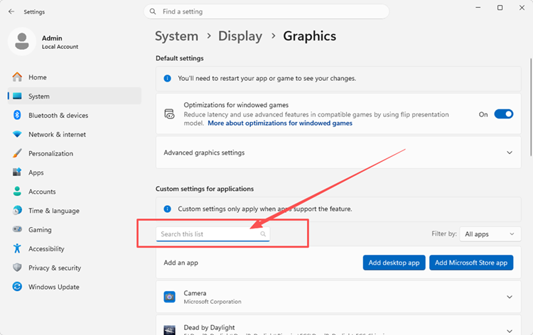 Windows-Einstellungen öffnen, um die dedizierte GPU zu verwenden