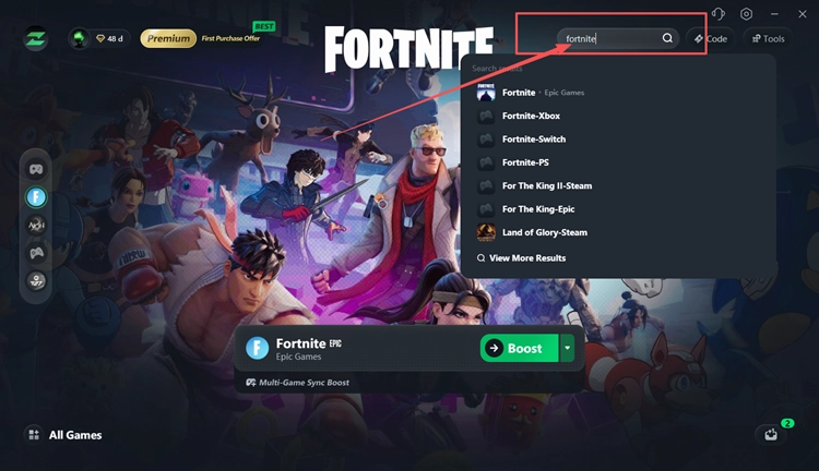 In LagZapper nach Fortnite suchen