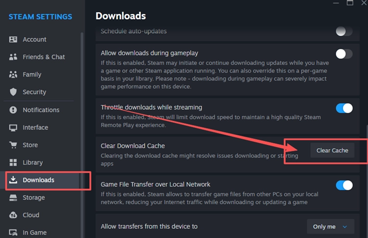 Steam-Download-Cache leeren