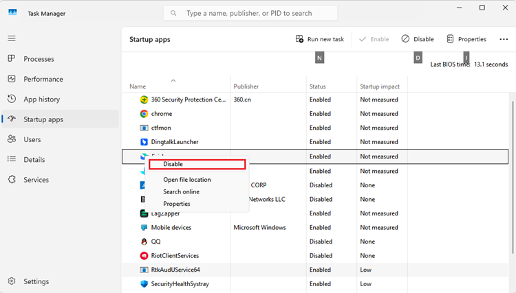 Autostart-Apps im Task-Manager deaktivieren