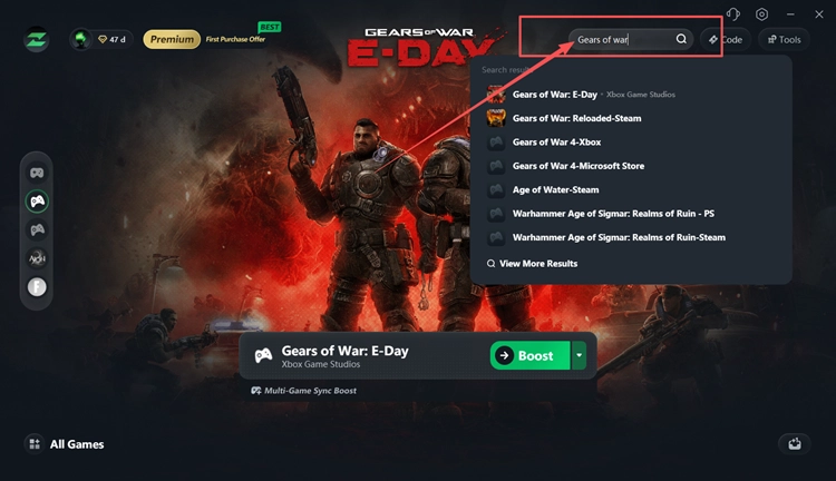 In LagZapper nach Gears of War E-Day suchen