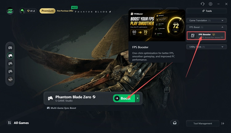Ouvrir FPS Booster pour Phantom Blade Zero