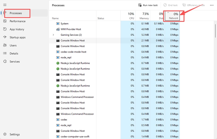 Netzwerknutzung im Windows Task-Manager prüfen