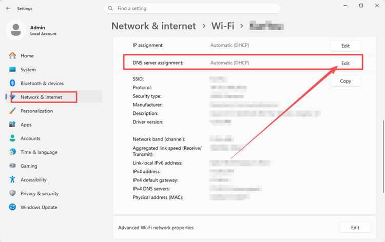 DNS-Servereinstellungen in Windows öffnen