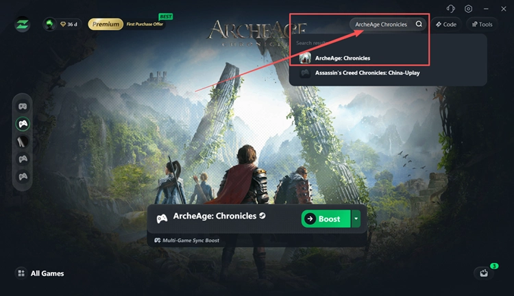 In LagZapper nach ArcheAge Chronicles suchen