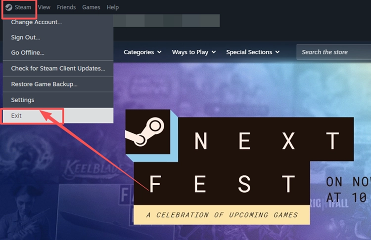 Steam beenden und vollständig schließen