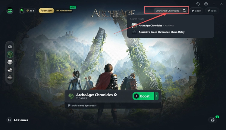 In LagZapper nach ArcheAge Chronicles suchen