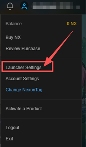 Launcher-Einstellungen in Nexon Launcher öffnen